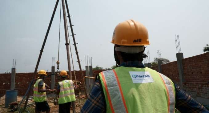 Geotechnical soil testing equipment in action